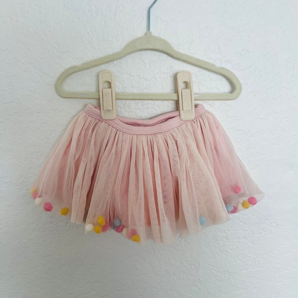 Nordstrom Baby Girl Pink Tulle Pom Pom Tutu Skirt Size 3 Months VGUC